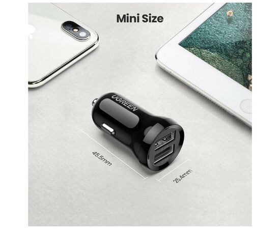 Зарядное устройство Ugreen ED018 24W 2xUSB Car Charger (Black) (50875), изображение 5 Зарядное устройство Ugreen ED018 24W 2xUSB Car Charger (Black) (50875), изображение 5