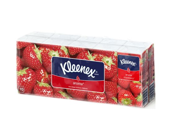Салфетки косметические Kleenex Aroma с ароматом клубники двухслойные 10 пачек по 10 шт. (5029053028323)