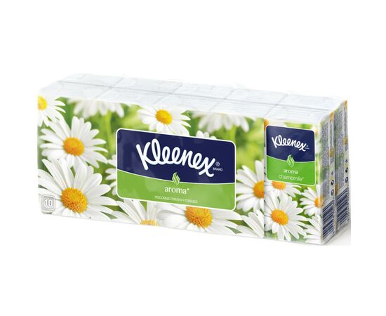 Серветки косметичні Kleenex Aroma з ароматом ромашки двошарові 10 пачок по 10 шт. (5901478905277)