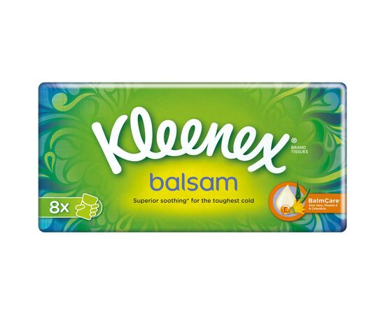 Салфетки косметические Kleenex Balsam трехслойные 8 пачек по 10 шт. (5029053002033)