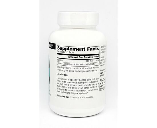 Минералы Source Naturals Кальций в Аминокислотном Хелате, 100 таблеток (SN0301), изображение 2 Минералы Source Naturals Кальций в Аминокислотном Хелате, 100 таблеток (SN0301), изображение 2