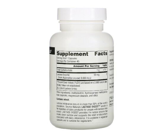 Витаминно-минеральный комплекс Source Naturals Лактаза, Lactase Digest, 90 капсул (SN2367), изображение 2 Витаминно-минеральный комплекс Source Naturals Лактаза, Lactase Digest, 90 капсул (SN2367), изображение 2