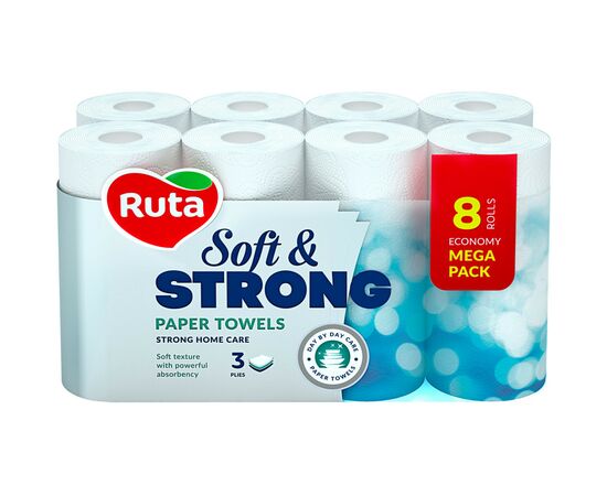 Паперові рушники Ruta Soft & Strong 3 шари 8 рулонів (4820202891079)