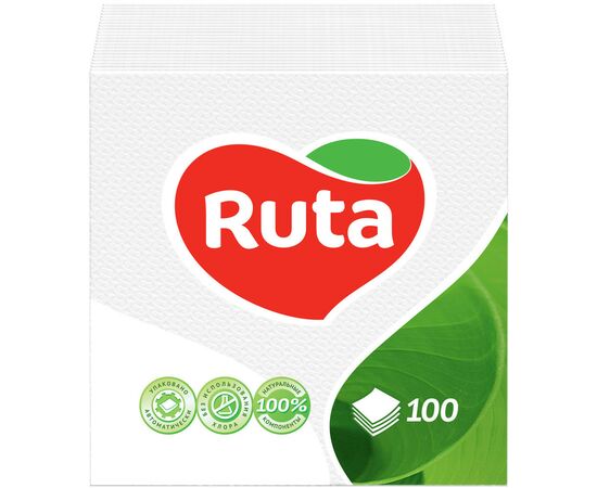 Салфетки столовые Ruta 24х24 см 1 слой Белые 100 шт. (4820023740495)