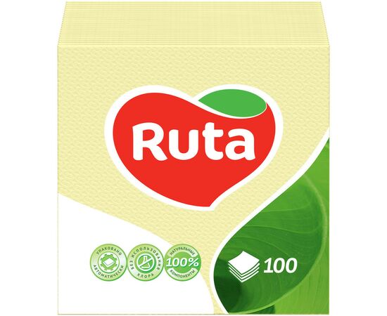 Салфетки столовые Ruta 24х24 см 1 слой Желтые 100 шт. (4820023740501)