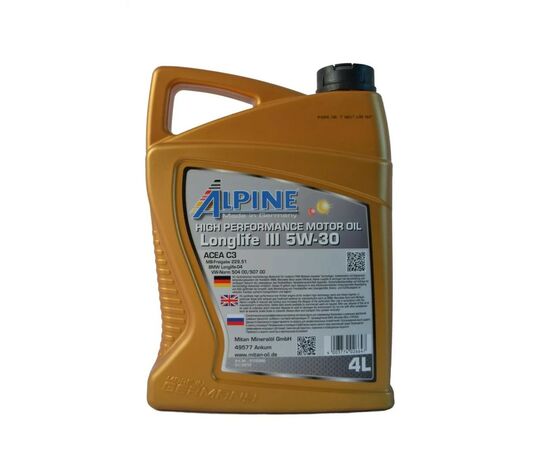 Моторна олива Alpine 5W-30 Longlife III 4л (0285-4), зображення 2
