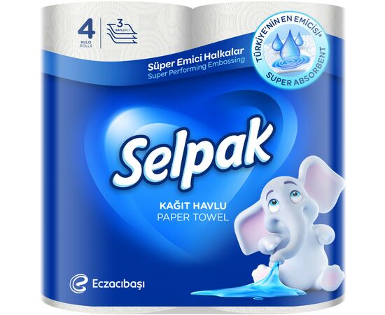 Бумажные полотенца Selpak 3 слоя 80 отрывов 4 рулона (8690530015012)