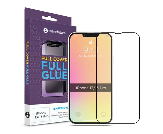 Стекло защитное MakeFuture Apple iPhone 13/13 Pro Full Cover Full Glue (MGF-AI13/13P)