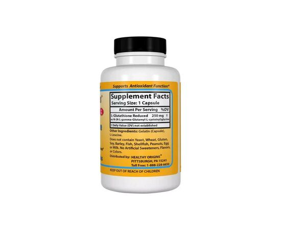 Аминокислота Healthy Origins L-Глутатион 250мг, Setria, 60 капсул (HO41333), изображение 2 Аминокислота Healthy Origins L-Глутатион 250мг, Setria, 60 капсул (HO41333), изображение 2