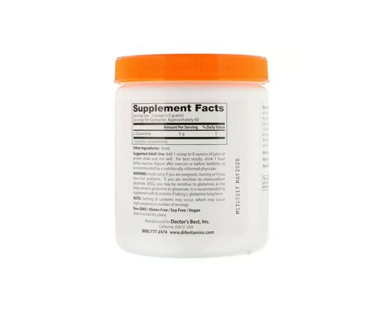 Аминокислота Doctor's Best Глютамин в Порошке, L-Glutamine Powder, 300 гр. (DRB-00491), изображение 2 Аминокислота Doctor's Best Глютамин в Порошке, L-Glutamine Powder, 300 гр. (DRB-00491), изображение 2