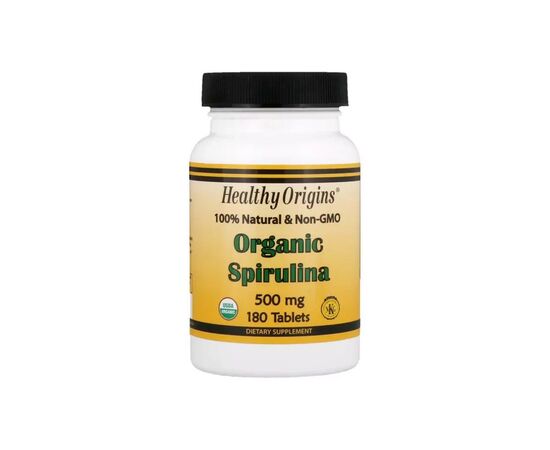 Травы Healthy Origins Органическая Спирулина, Organic Spirulina, 500 мг, 180 табл (HO88235)