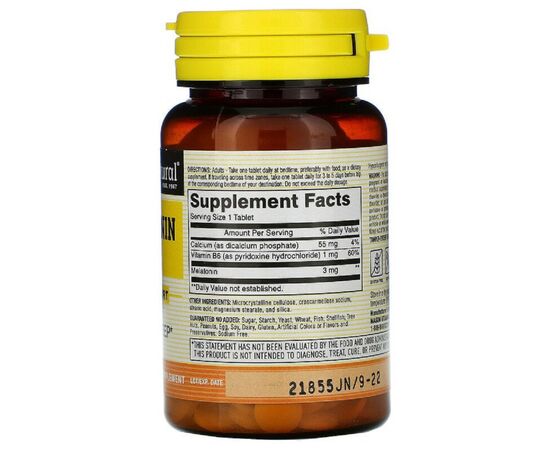 Аминокислота Mason Natural Мелатонин 3 мг, Melatonin, 60 таблеток (MAV-11135), изображение 2