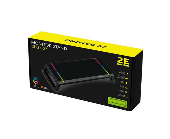 Подставка для монитора 2E GAMING, USB hub, backlight / RGB, Black (2E-CPG-007-BK), изображение 2 Подставка для монитора 2E GAMING, USB hub, backlight / RGB, Black (2E-CPG-007-BK), изображение 2