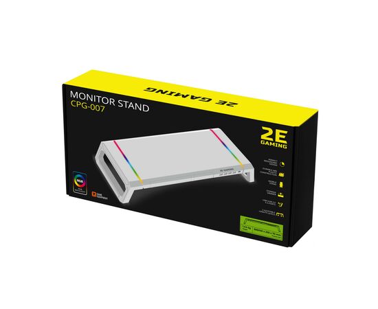Подставка для монитора 2E GAMING, USB hub, backlight / RGB, White (2E-CPG-007-WT), изображение 2 Подставка для монитора 2E GAMING, USB hub, backlight / RGB, White (2E-CPG-007-WT), изображение 2