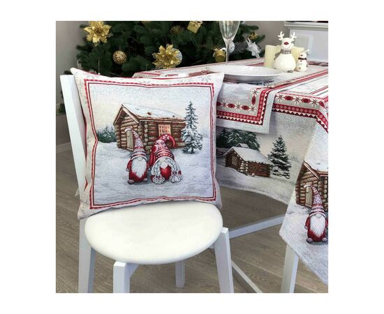 Наволочка Прованс декоративная Snowfall Пара гномов 45х45 см Серая с красным (23806), изображение 2 Наволочка Прованс декоративная Snowfall Пара гномов 45х45 см Серая с красным (23806), изображение 2
