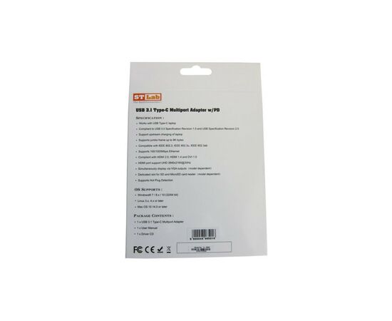Концентратор ST-Lab USB 3.1 Type-C to HDMI 4K + DVI + VGA + 2хUSB3.0 + Gigabit R (U-2200), изображение 4 Концентратор ST-Lab USB 3.1 Type-C to HDMI 4K + DVI + VGA + 2хUSB3.0 + Gigabit R (U-2200), изображение 4