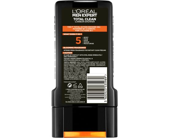 Гель для душа L'Oreal Paris Men Expert Total Clean 5 в 1 300 мл (3600523535989), изображение 2 Гель для душа L'Oreal Paris Men Expert Total Clean 5 в 1 300 мл (3600523535989), изображение 2