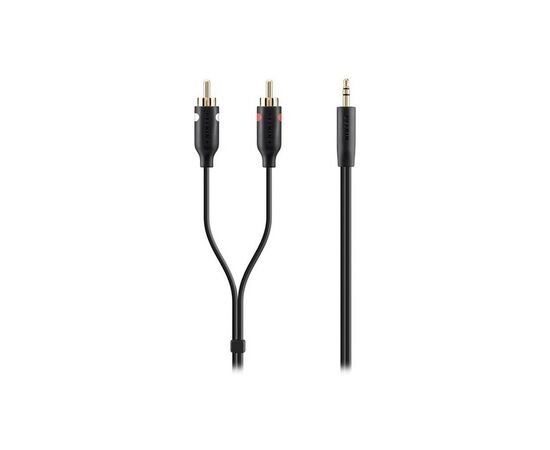 Кабель мультимедийный jack 3.5мм-M/RCA-Mx2 1M,PORTABLE,BLACK,GOLD Belkin (F3Y116BT1M), изображение 2 Кабель мультимедийный jack 3.5мм-M/RCA-Mx2 1M,PORTABLE,BLACK,GOLD Belkin (F3Y116BT1M), изображение 2