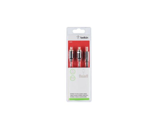 Кабель мультимедийный jack 3.5мм-M/RCA-Mx2 1M,PORTABLE,BLACK,GOLD Belkin (F3Y116BT1M)