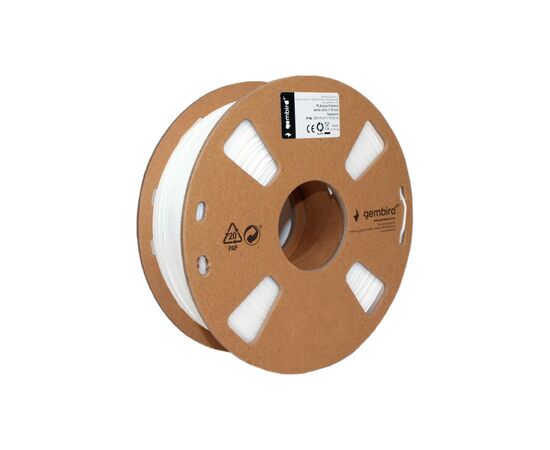Пластик для 3D-принтера Gembird PLA+, 1.75 мм, 1 kg, white (3DP-PLA+1.75-02-W), зображення 2 Пластик для 3D-принтера Gembird PLA+, 1.75 мм, 1 kg, white (3DP-PLA+1.75-02-W), зображення 2