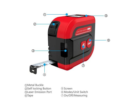 Рулетка Noyafa NF-2240 5 м/40 м, с лазерным дальномером (NF-2240), изображение 4