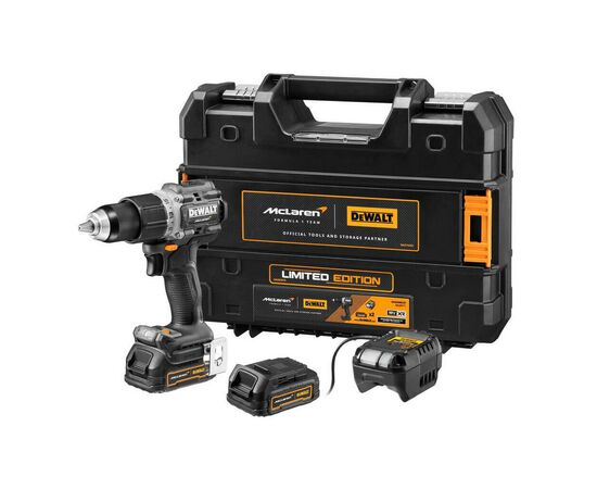 Шуруповерт DeWALT McLaren F1, XR Li-Ion PowerStack 18V GFN блок 2x1.7Ah, 90 Нм, кейс TSTAK (DCD85ME2GT), изображение 3 Шуруповерт DeWALT McLaren F1, XR Li-Ion PowerStack 18V GFN блок 2x1.7Ah, 90 Нм, кейс TSTAK (DCD85ME2GT), изображение 3