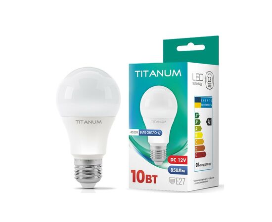 Лампочка TITANUM LED A60 12V 10W E27 4100K (TLA6010274-12V), изображение 3 Лампочка TITANUM LED A60 12V 10W E27 4100K (TLA6010274-12V), изображение 3