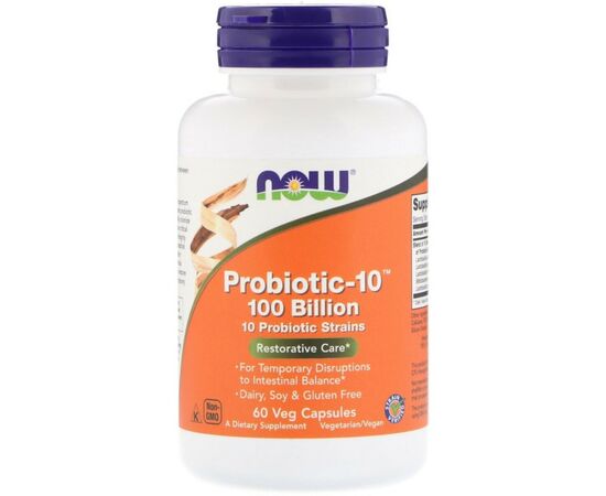 Пробіотики Now Foods Пробіотики Для Травлення, Probiotic-10, 100 Billion, 60 веге (NOW-02904)