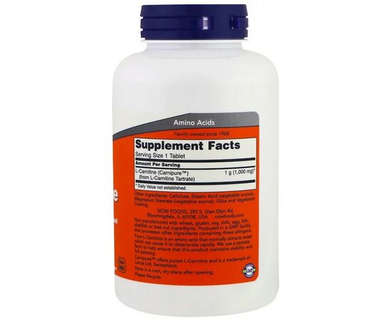 Аминокислота Now Foods L- Карнитин, L-Carnitine, 1000 мг, 100 таблеток (NOW-00068), изображение 2 Аминокислота Now Foods L- Карнитин, L-Carnitine, 1000 мг, 100 таблеток (NOW-00068), изображение 2