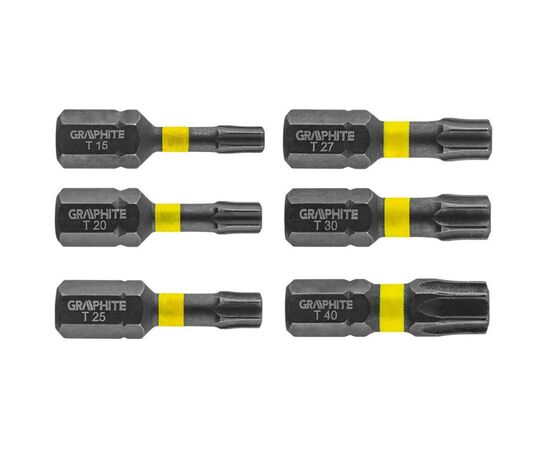 Набор бит Graphite ударных TX10/15/20/25/30/40 x 25 мм, 6 шт. (56H541)