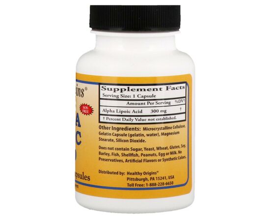 Антиоксидант Healthy Origins Альфа-Ліпоєва Кислота 300мг, 60 капсул (HO35067), зображення 2 Антиоксидант Healthy Origins Альфа-Ліпоєва Кислота 300мг, 60 капсул (HO35067), зображення 2