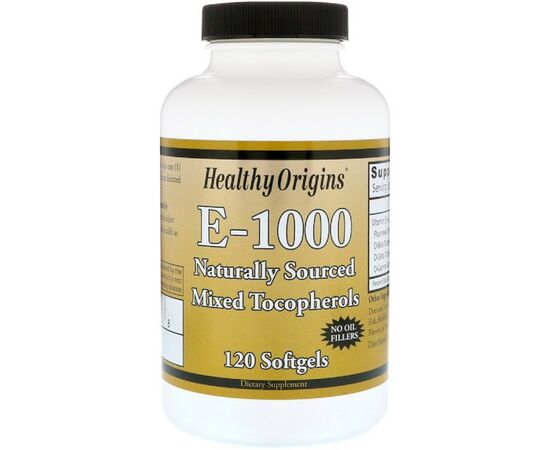 Витамин Healthy Origins Витамин Е 1000IU, 120 желатиновых капсул (HO15150)