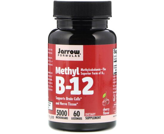 Витамин Jarrow Formulas Метил B-12 со вкусом вишни, 5000 мкг, Methyl B-12, 60 леден (JRW18004)