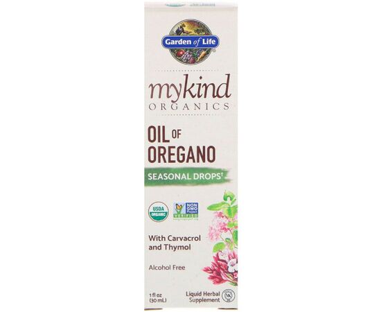 Травы Garden of Life Масло Орегано, Сезонные Капли, MyKind Organics, 1 жидкая ун (GOL-12320)