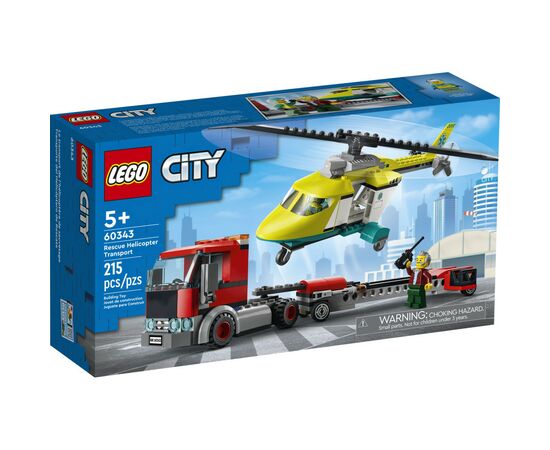 Конструктор LEGO City Перевозка спасательного вертолета 215 деталей (60343)