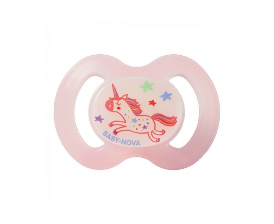 Пустушка Baby-Nova Unicornio Pink нічна 0-6 міс. рожева (3962483)