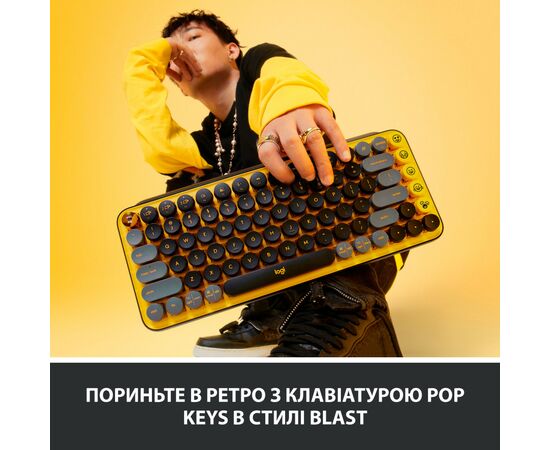 Клавіатура Logitech POP Keys Wireless Mechanical Keyboard Blast Yellow (920-010716), зображення 2 Клавіатура Logitech POP Keys Wireless Mechanical Keyboard Blast Yellow (920-010716), зображення 2