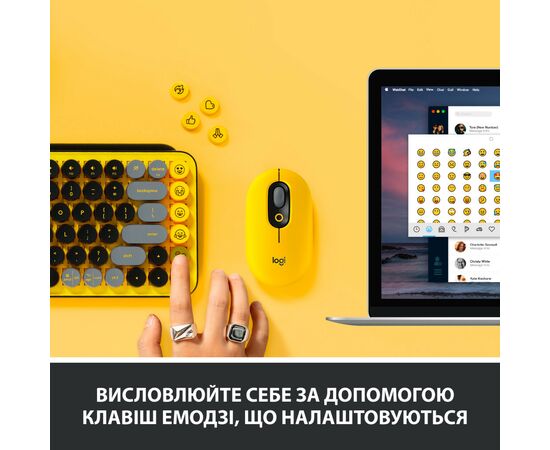 Клавіатура Logitech POP Keys Wireless Mechanical Keyboard Blast Yellow (920-010716), зображення 3 Клавіатура Logitech POP Keys Wireless Mechanical Keyboard Blast Yellow (920-010716), зображення 3