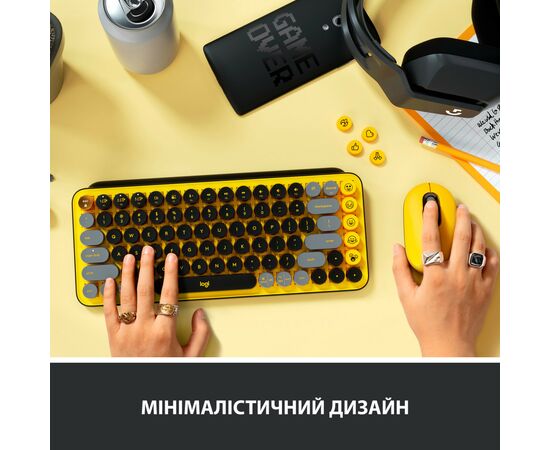 Клавіатура Logitech POP Keys Wireless Mechanical Keyboard Blast Yellow (920-010716), зображення 5 Клавіатура Logitech POP Keys Wireless Mechanical Keyboard Blast Yellow (920-010716), зображення 5