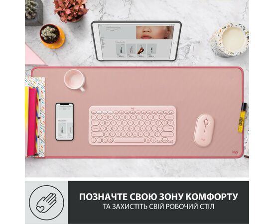 Коврик для мышки Logitech Desk Mat Studio Series Darker Rose (956-000053), изображение 2 Коврик для мышки Logitech Desk Mat Studio Series Darker Rose (956-000053), изображение 2