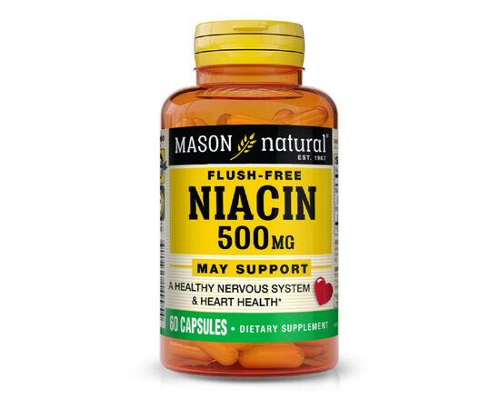 Витамин Mason Natural Ниацин 500мг, B3, Niacin Flush Free, 60 капсул (MAV14995)