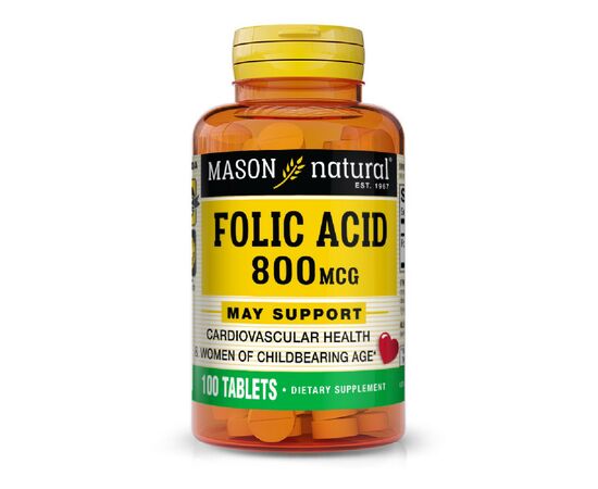 Витамин Mason Natural Фолиевая кислота 800 мкг, Folic Acid, 100 таблеток (MAV-06761)