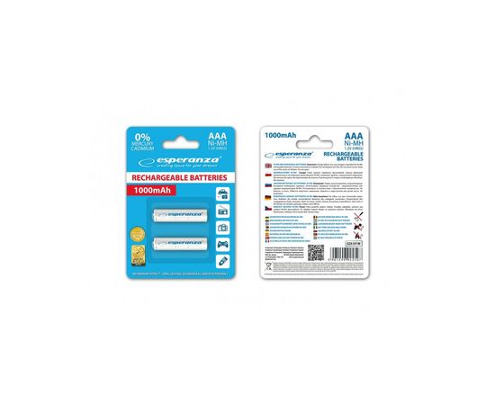 Аккумулятор Esperanza AAA 1000mAh Ni-MH * 2 white (EZA101W), изображение 2 Аккумулятор Esperanza AAA 1000mAh Ni-MH * 2 white (EZA101W), изображение 2