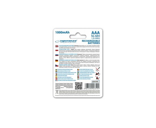 Акумулятор Esperanza AAA 1000mAh Ni-MH * 4 green (EZA102G), зображення 2 Акумулятор Esperanza AAA 1000mAh Ni-MH * 4 green (EZA102G), зображення 2