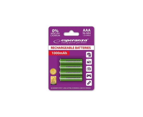 Аккумулятор Esperanza AAA 1000mAh Ni-MH * 4 green (EZA102G)