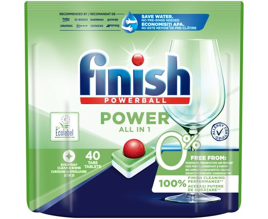 Таблетки для посудомоечных машин Finish Power All in One 0% 40 шт. (5900627092424)