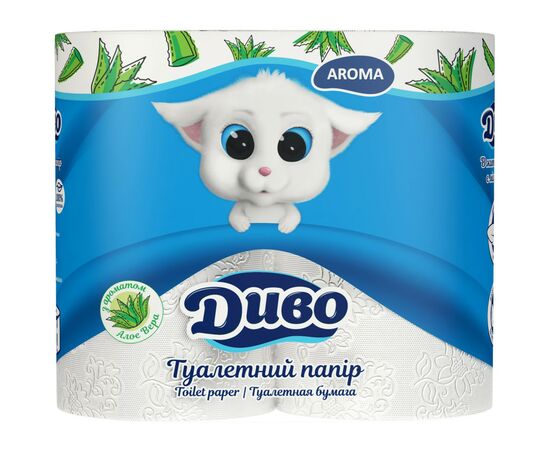Туалетная бумага Диво Aroma Алоэ Вера 2 слоя белая 4 рулона (4820003836156)