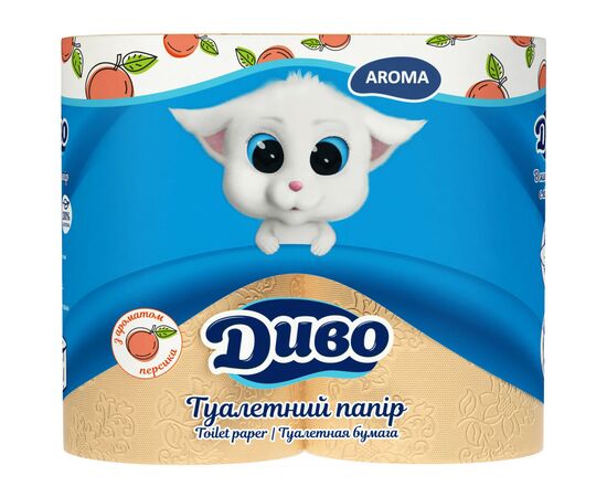 Туалетная бумага Диво Aroma Персик 2 слоя оранжевая 4 рулона (4820003836026)