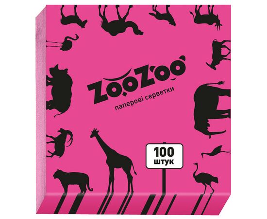 Серветки столові ZooZoo одношарові рожеві 24x23 см 100 шт. (4823019009378)