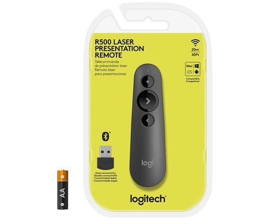 Презентер Logitech R500s Laser Pointer Presentation Remote Graphite (910-005843), зображення 5 Презентер Logitech R500s Laser Pointer Presentation Remote Graphite (910-005843), зображення 5